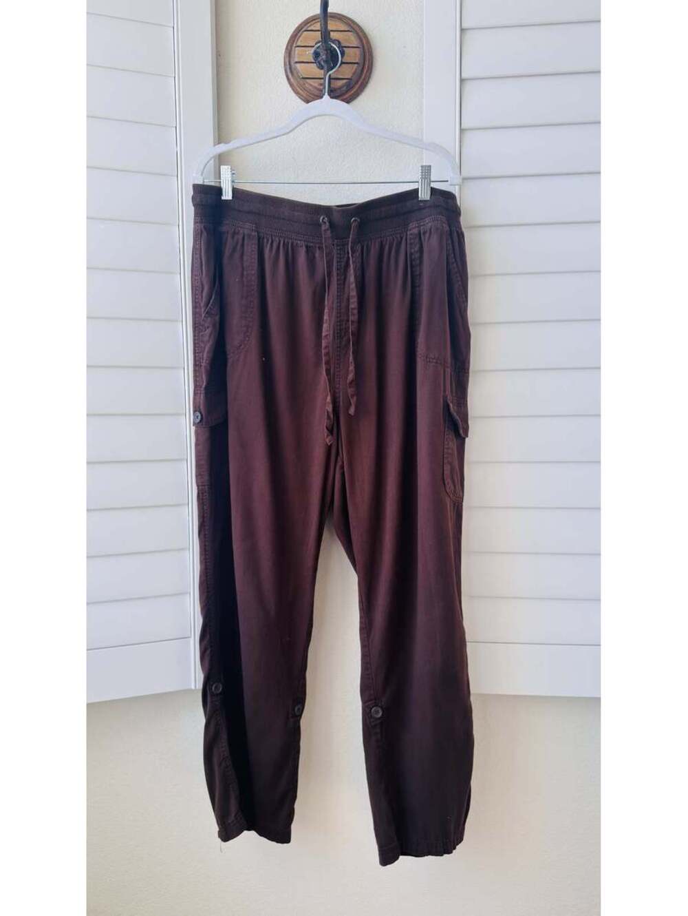 Woman Within Brown Elastic Waist Drawstring Cargo Size 20W